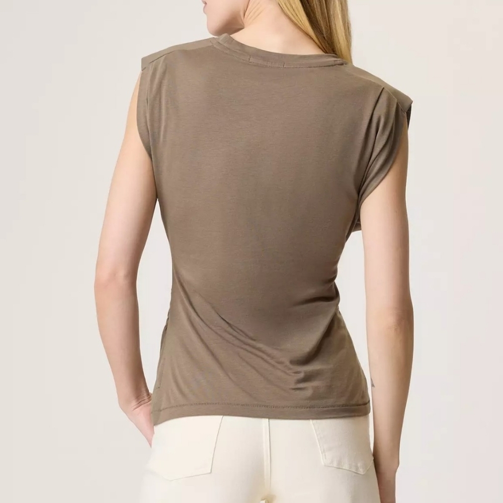 rag & bone The Jersey Pleat Tank Pleated Shirred Lightweight Fitted Ivory M NWT - Picture 3 of 11
